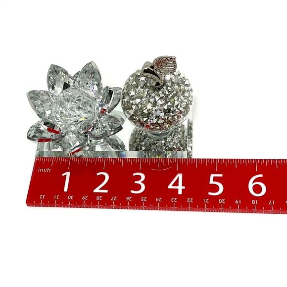 Crystal Lotus Flower & Glass Apple Decor - Picture 3 of 6